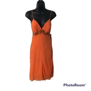 XOXO orange spaghetti strap lace trimmed chemise slip dress size 1 new‎